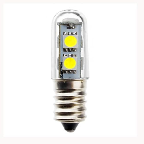 1fortunate lights, Paquete de 50 luces LED for refrigerador, CA 220 V, T15, E14, 1 W, 7 LED, 5050 SMD, pantalla transparente, luz for pulgar(Warm white)