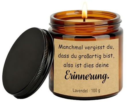 Inspirierendes Duftkerze Geschenke, Geburtstagsgeschenk für Frauen Besten Freunde Töchter Kollegen 3.5OZ Lavendel kerze im Glas mit Spruch aus Soja - Manchmal vergisst du, dass du fantastisch bist