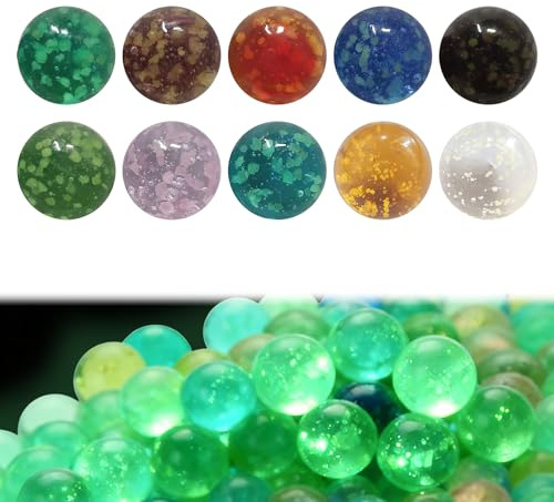 Générique Set mit 10 phosphoreszierenden Glaskugeln, 16 mm, mehrfarbig, gesprenkelt, für Kugelbahnen, DIY-Projekte oder Innendekoration