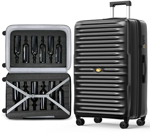 ZWDMAER Wine Suitcase for Airplanes 12 Bottle, Portable Wine Luggage with TSA Lock, Travel Case with Removable Insert and Silent Spinner Wheels, Suitable for Wine Enthusiasts