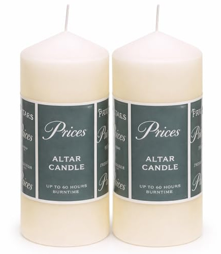 2 Pack Ivory Altar Pillar Candle 150 × 80mm | Long Burning Church & Prayer Candle for Religious Use, Memorials & Home Devotion