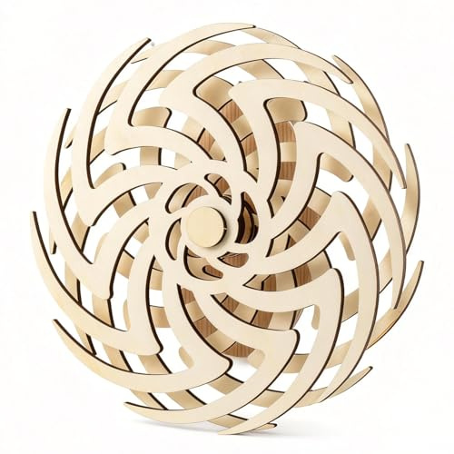 BREEZENEST Sculpture Wall Art Handmade 3D Wooden Hypnotic Moving Windmill Decor Calming Art for Living Room Bedroom Office and Zen Spaces Modern Wall Art Unique Gift