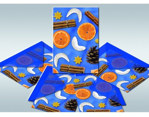Grußkarten Weihnachts-Potpourri 11,3x16,5 cm, 5 Paar ORANGE