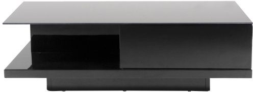 AC Design Furniture 33047 Couchtisch Bjarne, Glasplatte, 1 Schublade, ca. 120 x 36 x 60 cm, schwarz Hochglanz