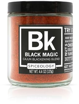 Spiceology – Black Magic Cajun Blackening Seasoning – Bold & Savory Spice Blend for Chicken, Fish, Turkey, and More – Versatile Dry Rub – 4.4 oz
