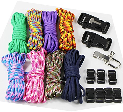 UOOOM 18er DIY Paracord Set Handgemachte Webart Survival Outdoor Armband Schlüsselanhänger Anhänger (Style B)