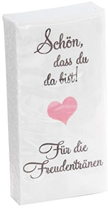 10 x 10 Taschentücher 'Schön, dass du da bist - Für die Freudentränen' TAUPE-ROSA zur Hochzeit, Taufe oder Kommunion