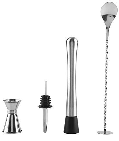Kit Shaker à Cocktail en INOX Set/4pcs Boston Cocktail Shaker Set Ensembles d'Accessoires de Bar Faire Les Cocktails à La Maison Cadeau Noel Parfait pour Les Amateurs de Cocktail(B)