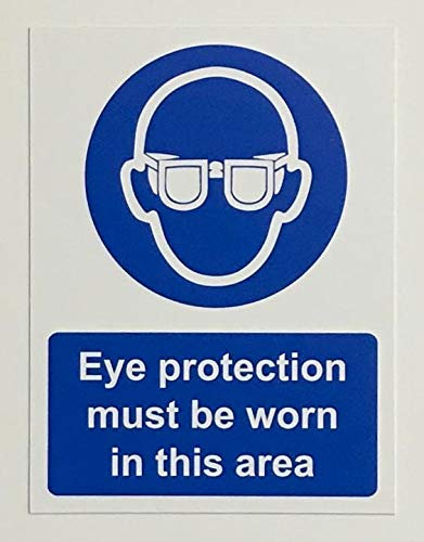 Eye protection must be worn in this area Safety sign - 1.2mm Rigid plastic 200mm x 150mm