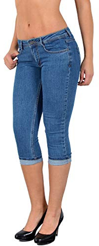 ESRA Damen Caprihose Capri Hose Damen Kurze Hose Jeans 3/4 Jeans Hüfthose extra Tief H11