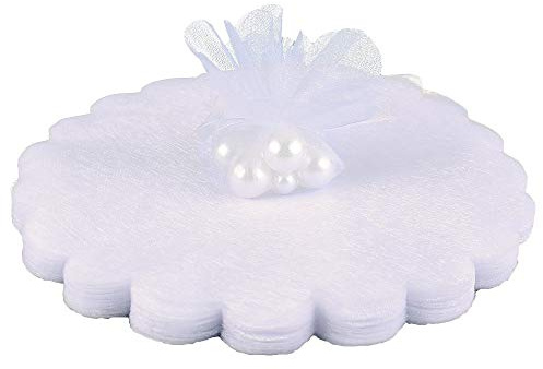 100 Pezzi Tulle Confetti Bianco Bomboniere Matrimonio Comunione Cresima Nascita Velo Confetti in Organza Tondo Veletti