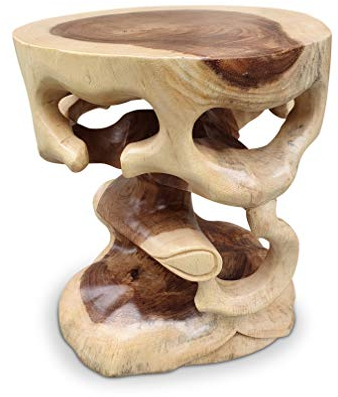 Kinaree Suar Beistelltisch Bonsai - 40cm Blumenhocker - Suar Holz Hocker in 2 Varianten