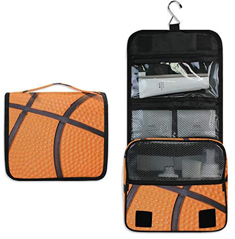 Linomo Hanging Reise Kulturbeutel für Damen und Herren, Basketball Ball Kosmetik Make-up Tasche mit Haken