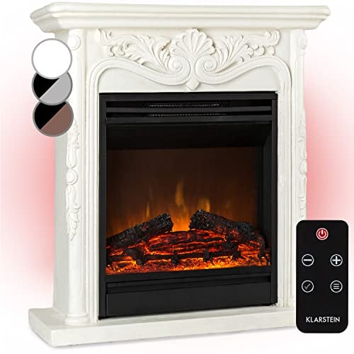 Klarstein Deko Kamin mit LED-Flammen, Elektro Kamin mit Heizung, 1800W Elektrischer Kamin, Sparsamer Kamin Elektrisch, Wandkamin mit Fernbedienung & Timer, Elektrische Kamine mit MDF-Gehäuse
