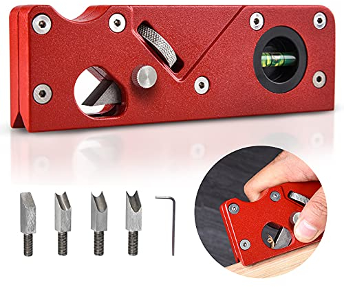 Piano Angolare per Lavorazione del Legno, 45 Gradi, Smussatura Manuale per Smussatura e Rifilatura, Pialla in Legno per la Lavorazione del Legno, 3 Teste di Taglio (Rosso)