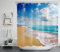 LB Tropischer Strand Duschvorhang Antischimmel Wasserdicht Badezimmer Vorhänge Türkis Meer und Blau Himmel 240x175cm Extra Breit Polyester Bad Vorhang mit Haken