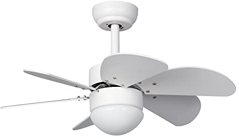 TECHBREY - Ventilatore da Soffitto Orion con Luce LED | Motore DC Silenzioso | 6 Velocità con Telecomando | Funzione Estate/Inverno | Timer 1/2/4/8 Ore, Bianco, Plastica
