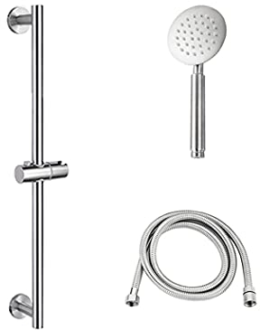 LIOPJH Barre coulissante réglable en acier inoxydable avec douchette et tuyau en nickel brossé