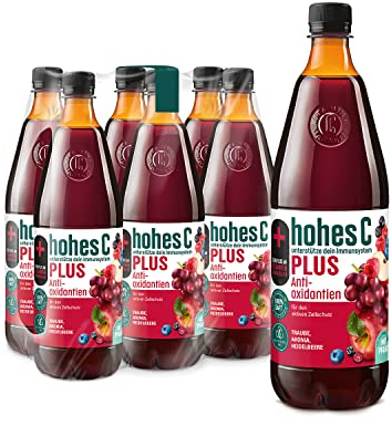 hohes C PLUS Antioxidantien (6 x 1l), 100% Saft, Apfel, rote Trauben, Vitamin C, PLUS an Antioxidantien, ohne Zuckerzusatz, vegan, mit recyceltem PET
