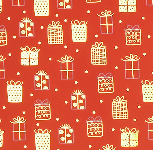 STAR Geschenkpapier 70cm x 2m Rolle mit Weihnachtsmotiv Geschenke rot metallic