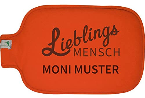 Manutextur Wärmflasche - Personalisiert - Motiv Lieblingsmensch 02 - Orange - 19,5 x 31,5 cm - Personalisiertes Geschenk mit Wunsch-Motiv und -Text