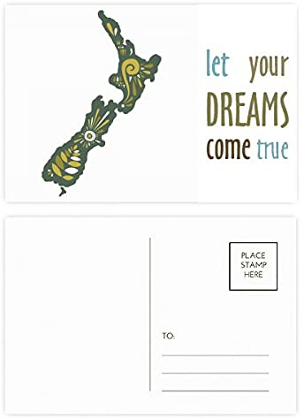 Neuseeland Greenery Sunshine Island Dream Come True, Postkarten-Set mit Dankeskarte, 20 Stück