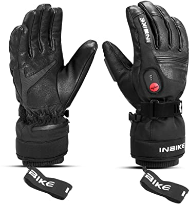 INBIKE Beheizbare Handschuhe Motorrad Skihandschuhe Ski Winter Beheizte Hnadschuhe mit Heizung Thermo Winterhandschuhe Schwarz 1902 L