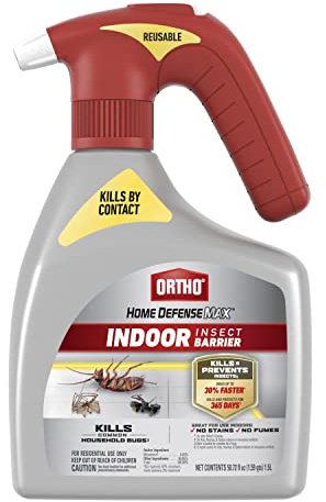 Ortho Home Defense Max Indoor Insect Barrier with Battery-Powered Sprayer, Kills Ants, Roaches, Spiders, Fleas and Ticks, 1.5 L.