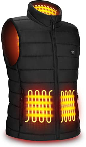 Beheizte Weste für Herren/Damen, AGUG Beheizbare Jacke Heizweste Wärmeweste Elektrisch mit 3 Stufen Temperatur Heheizte Kleidung Winterjacke für Outdoor Reiten Skifahren Camping (Kein Akku) Männer-XXL