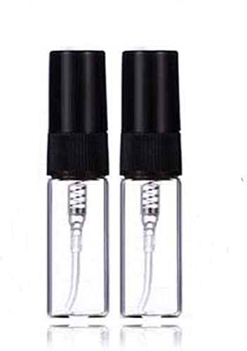 CMJ™ 2 x 3ml CLEAR Glass Spray Bottles Atomiser with BLACK LID Travel Perfume Liquid Sample Atomizer UK