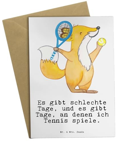 Mr. & Mrs. Panda Grußkarte Tennis spielen - Geschenk, Ansichtskarten, Gewinn, Hobby, Tennisverein, Ballsportart, Klappkarte, Einladungskarte,