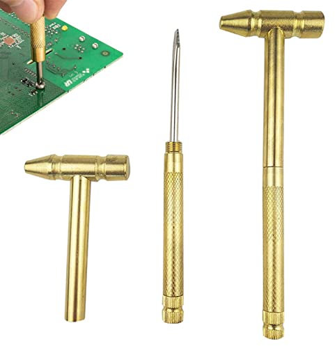 Martello d'oro | Martello in rame in acciaio inox – piccolo martello in ottone multifunzione 6 in 1 e cacciavite manuale per orologiai, gioiellieri e noci Backlight