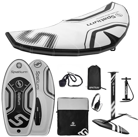 Spatium Windfoil und Hydrofoil Board mit Hydrofoil Aufblasbares Hydrofoil Board mit aufblasbarer Wind Foil und Hydrofoil für Wassersport im Freien Aufblasbares Windfoil Hydrofoil Surfboard White6+135L