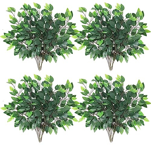 24PCS Artificial Ficus Leaves Branches, 24.04 Inch Faux Ficus Tree Branches