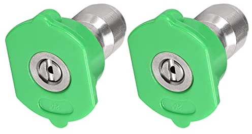 METALLIXITY Pressure Washer Nozzle Tips (1/4, 2mm/5/64) 2Pcs, Stainless Steel 25 Degree Quick Connect - for Home Kitchen Garden, Green