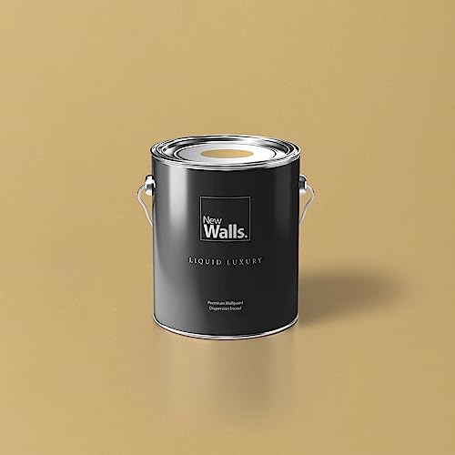 New Walls Premium Wandfarbe Gelb, Ocker Liquid Luxury Dispersionsfarbe für Innenräume – 2,5 L