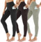 AMIYOYO Sport Leggings Damen mit Tasche High Waist Leggins Blickdicht Sporthose Bauchweg Sportleggins Lang Dehnbar Hose Yoga für Gym Fitness 3er Pack(Schwarz+Braun+Grau,XXL=DE50-54)