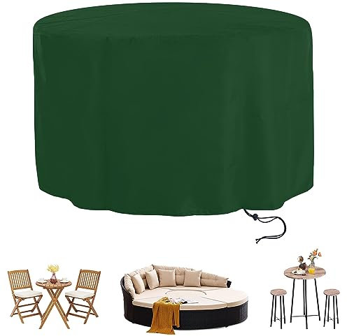 Housse pour Meubles de Jardin Ronde,420D Oxford Housse Salon de Jardin,Housse Mobilier Jardin Exterieur,Housse de Protection Table de Jardin Ronde,Imperméable,Coupe-Vent,Anti-UV,60x40cm,Vert