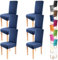 Gräfenstayn 6 STK Stretch-Stuhlhusse Charles - runde und eckige Stuhllehnen - VORTEILSPACKUNG - bi-elastische Passform mit Öko-Tex Siegel Standard 100: „Geprüftes Vertrauen“ (blau)