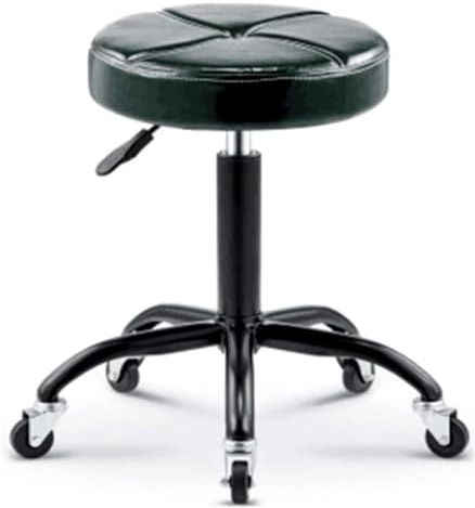 WEITOL Rollhocker, runder Bürostuhl, Schreibtischstuhl, Rollhocker, Rollhocker, Schulausstatter, Verstellbarer Rollhocker, Klavierhocker mit weißem Kunstledersitz, verstellbare Höhe 45–57 cm, unter