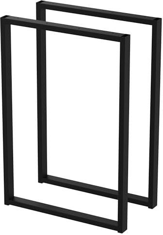 2 x Pieds de Table en Métal Type - U | Pied de Table en Profilés 40x20mm | Pieds de Table, Banc de Bureau, Meubles, Industriel, Cadre de Table Loft (500x720mm Black)
