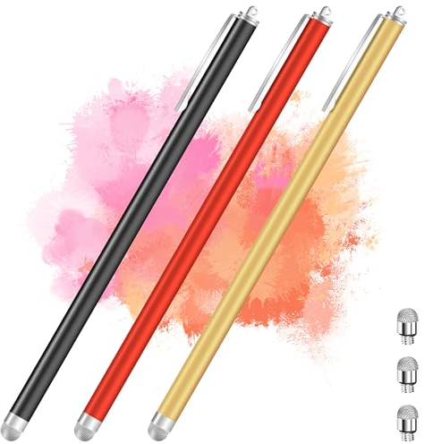 iMoebel Stylet pour Tablette, Pack de 2, Pointe en Fibre, Grand Format de 18,5 cm avec Clip, Compatible universellement avec Les écrans tactiles capacitifs des téléphones Portables et des tablettes
