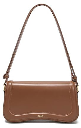 JOLLQUE Halbmond Umhängetasche für Frauen, Kleine Lederriemen Knödel Handtasche Geldbörse, Einzigartige Trendy Designer Hobo Crossbody Taschen(Kaffee)