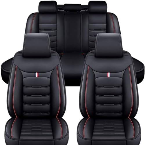 LTSRLL Leder Autositzbezüge Sets für to-yota Yaris Hybrid 2015-2019, Komplettset Sitzbezug Bequem Atmungsaktive Sitzbezüge Schonbezüge Innenraum Schutz Zubehör,E/Black-red