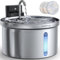 FEELNEEDY 3,5L Fontaine à Eau Robinet pour Chat sans Fil avec Batterie 4000mAh, Fontaine a Eau Chat Silencieuse INOX Detecteur de Mouvement, avec 3 Filtre (Acier Inoxydable)