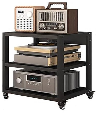 HiFi-Racks und -Ständer, Audio-Rack-Schrank, AV-Regal, 2-, 3-, 4- und 5-stufiger Audio-Rack-Turm auf Rädern, robuster Audio-Video-Medienständer, Racks für Unterhaltungs-Stereokomponenten (Gr