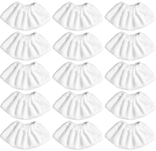 Rjnlsc 15 Pack Replacement Steam Mop Pads for Bissell Steam Shot, PurSteam, Wagner Spraytech, Comforday Handheld Steam Cleaner, Universal Microfiber Cloths Steam Mop Pads, Washable Mop Pads