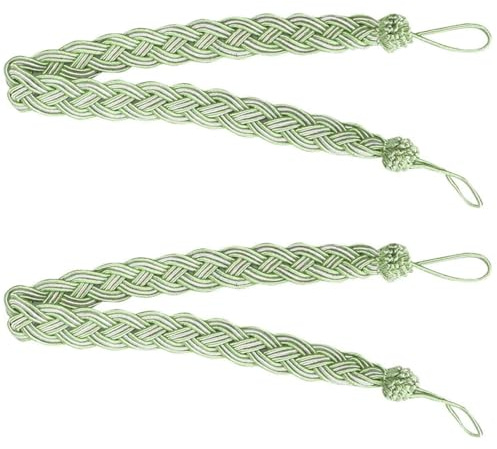 BOHUIMYI 2 Pack 23 Decorative Polyester Curtain Tiebacks Holdbacks, Green
