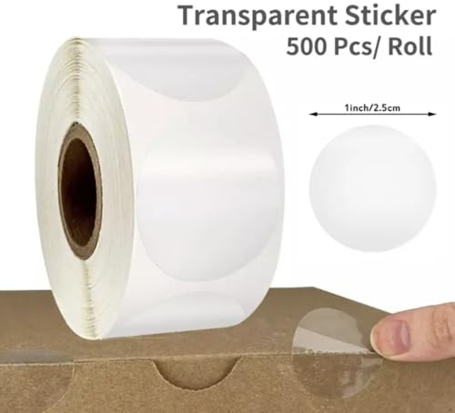 500pcs Roll DIY Gift Wrap Transparent Sticker Circular Transparent Seal Label Gift Box Packaging Dot Self-Adhesive Sticker Seal Label