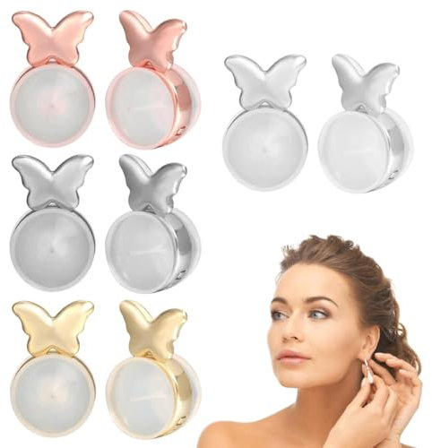 SGERUFZ 8 piezas Hipoalergénicas para Lóbulos Caídos O Rasgados, Sujeta y Levanta Pendientes, Cierre Elevador En Oro, Plata, Blanco, Oro Rosa [tuercas pendientes silicona, corrector orejas]